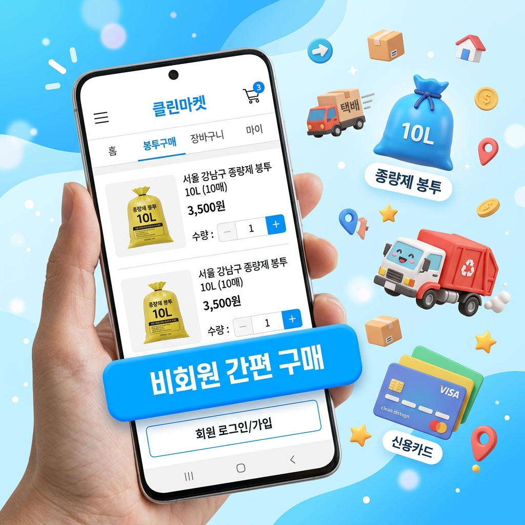 종량제닷컴 비회원 구매 절차 및 배송 조회