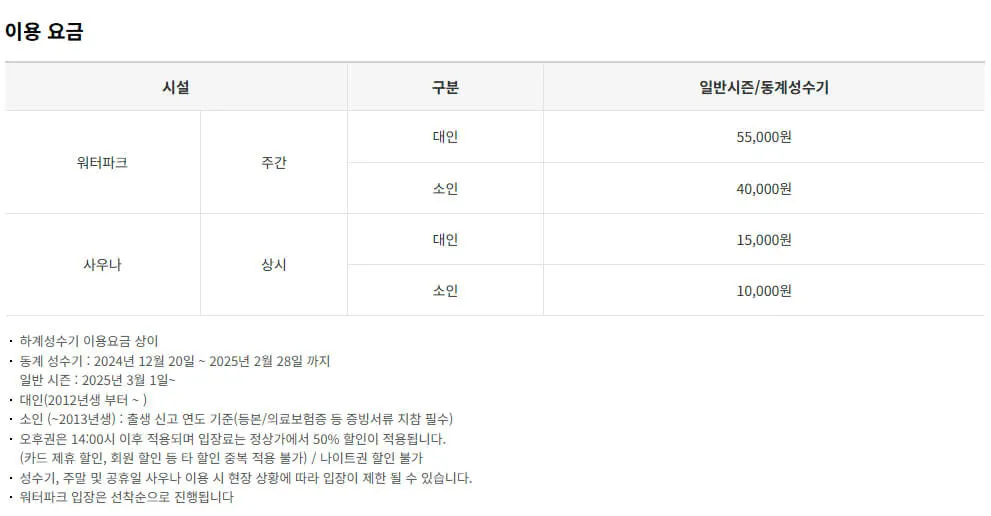충남 예산 스플라스리솜 사우나, 워터파크 운영시간, 이용요금, 할인혜택 등 이용안내