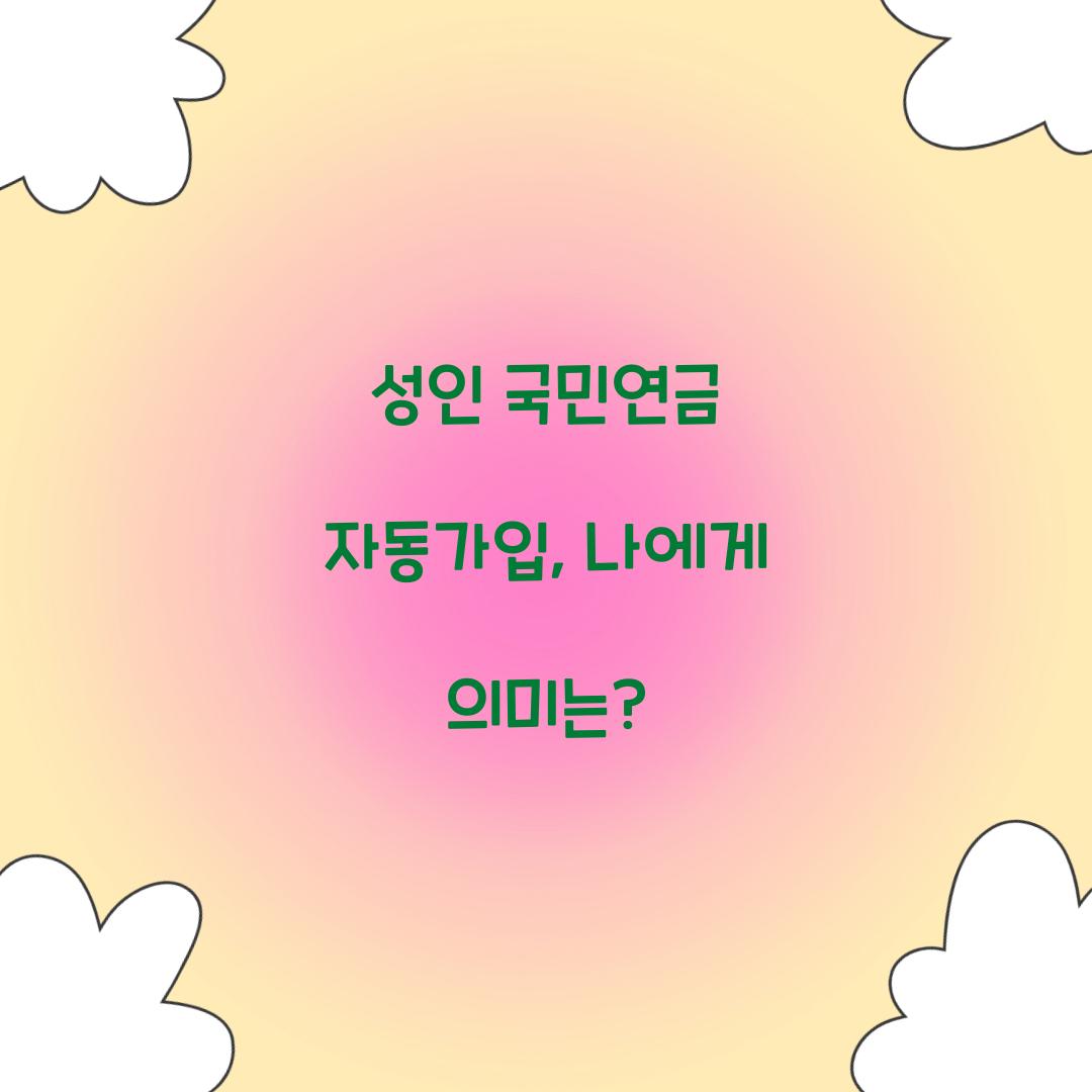 성인 국민연금 자동가입