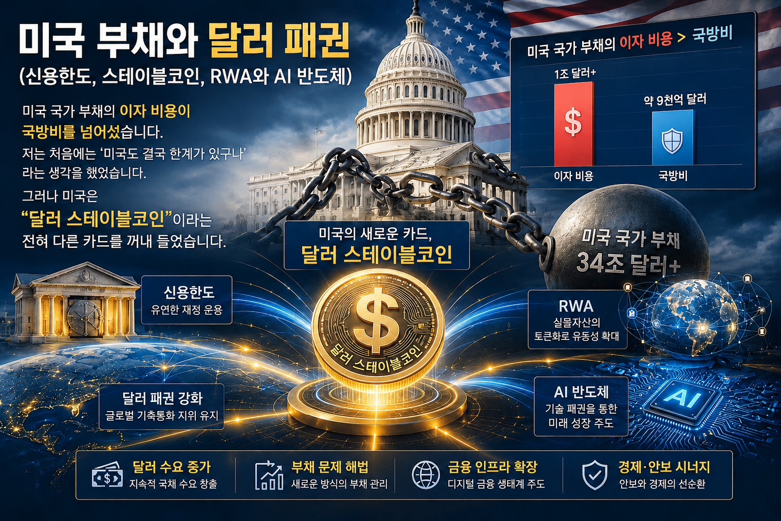 미국 부채와 달러 패권 (신용, 스테이블코인, RWA)