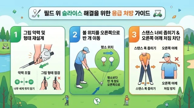 필드위 슬라이드 교정 3가지 가이드에 설명이미지