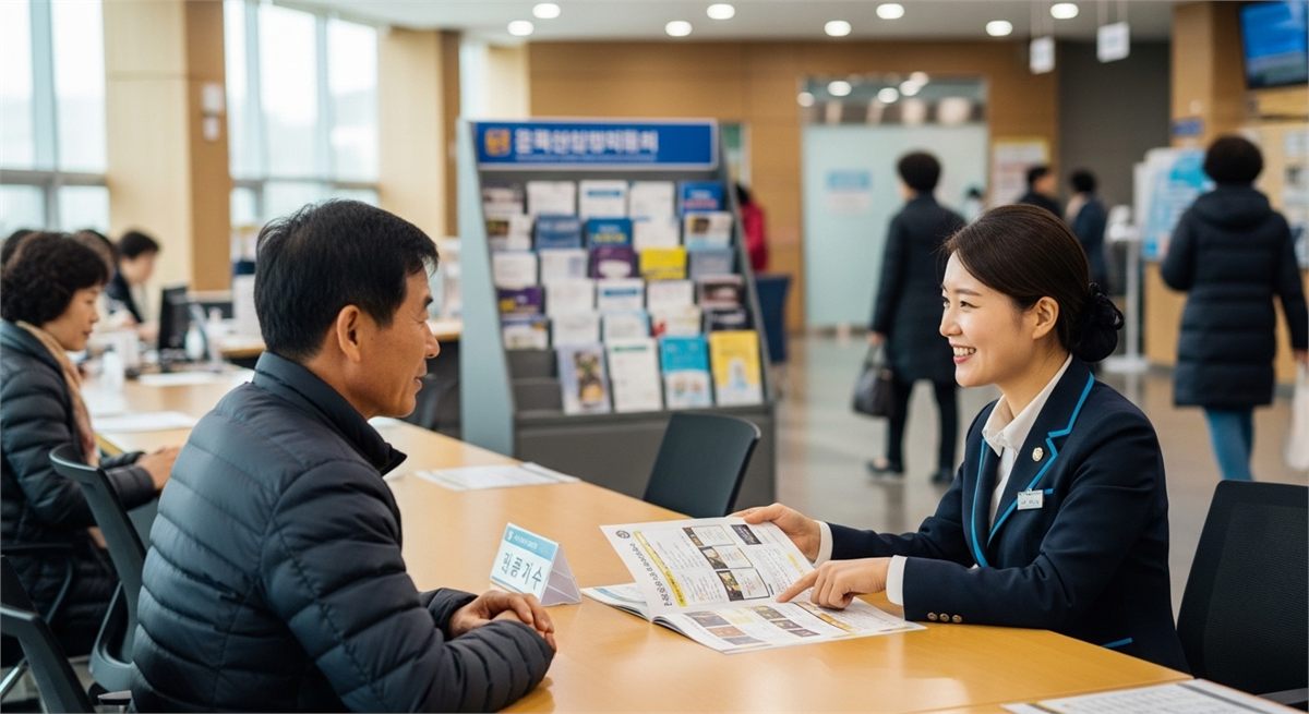 행정복지센터 상담 창구에서 안내를 받는 시민의 모습 