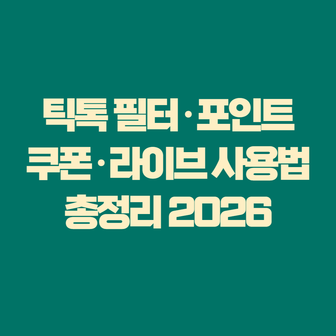 틱톡 필터&middot;포인트&middot;쿠폰&middot;라이브 사용법 총정리 2026
