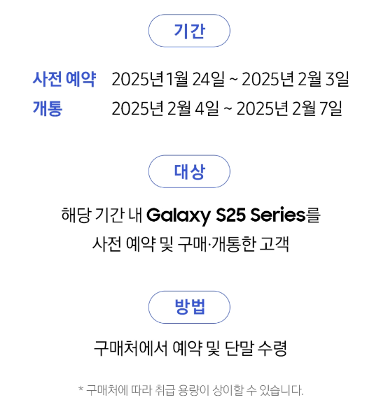 갤럭시 S25 사전예약 할인 기간 혜택