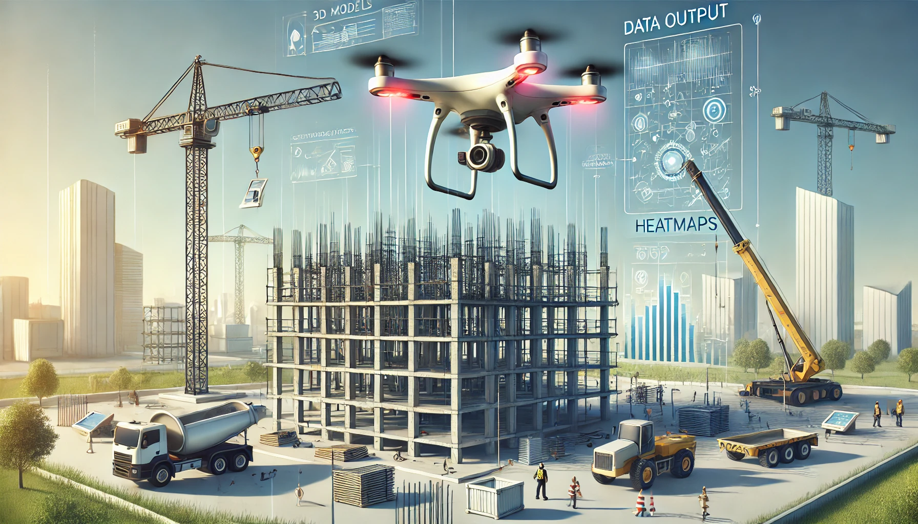 <드론> 건설 산업의 새로운 혁신 도구를 표현한 사진