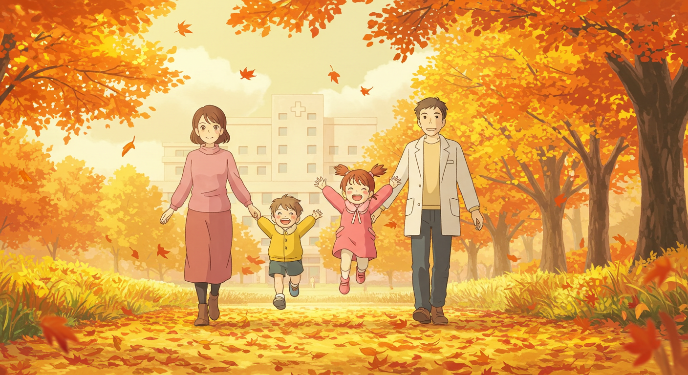 예방주사 후 건강하게 지내는 가족 모습