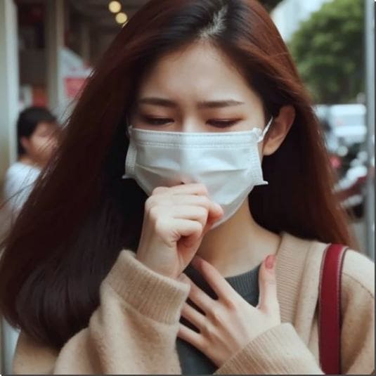 면역력 저하로 독감에 걸린 여성