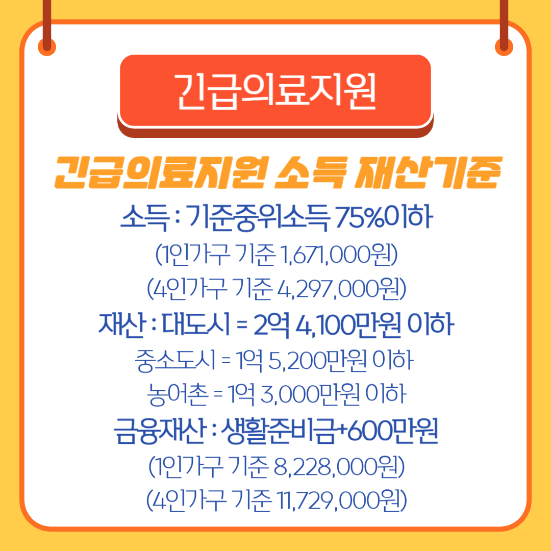 긴급의료지원 소득 재산 기준