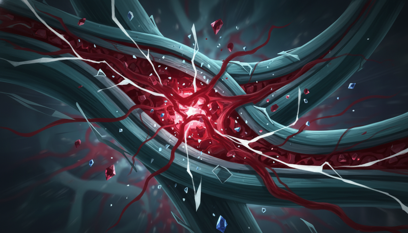 찢어지거나 박리된 대동맥 혈관의 위험한 상태를 보여주는 삽화