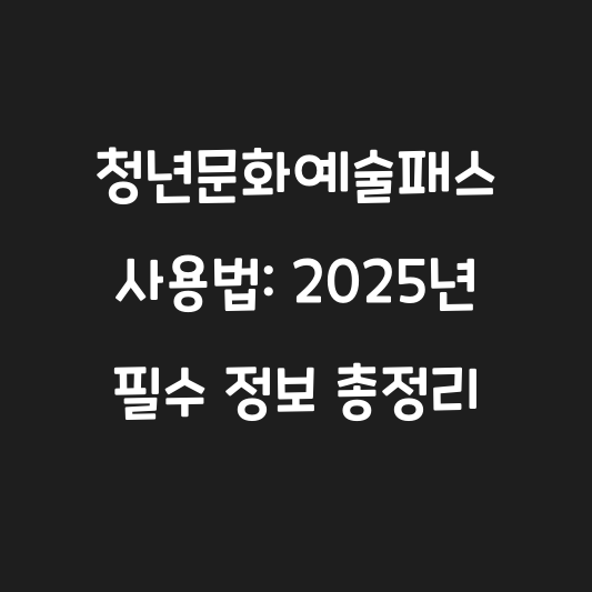 청년문화예술패스 사용법: 2025년 필수 정보 총정리 대표 이미지