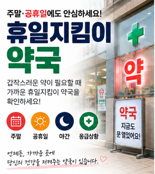 휴일지킴이약국 주말 및 명절 연휴 문 여는 약국 조회 방법