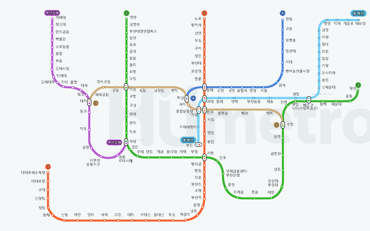 부산 지하철 노선도 보기