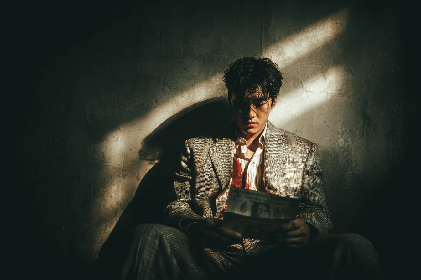 어두운-방-안에-정장을-입고-앉아있는-남자
