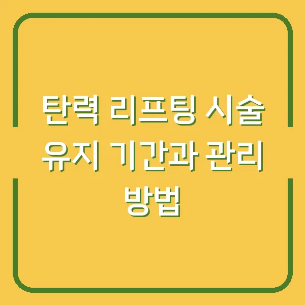 탄력 리프팅 시술 유지 기간과 관리 방법