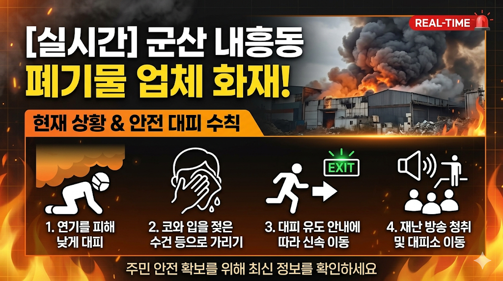 전북 군산 내흥동 폐기물 처리 업체 화재 발생, 현재 진화 작업 중 및 인명 피해 없음