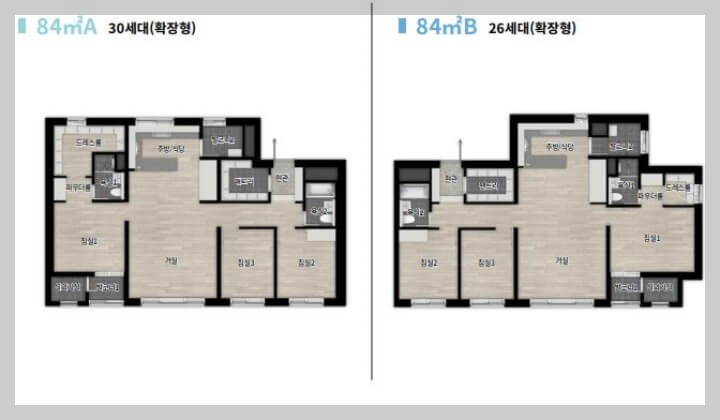 안양 평촌 센텀퍼스트(안양 덕현지구 재개발) 세대별 평면도(3)