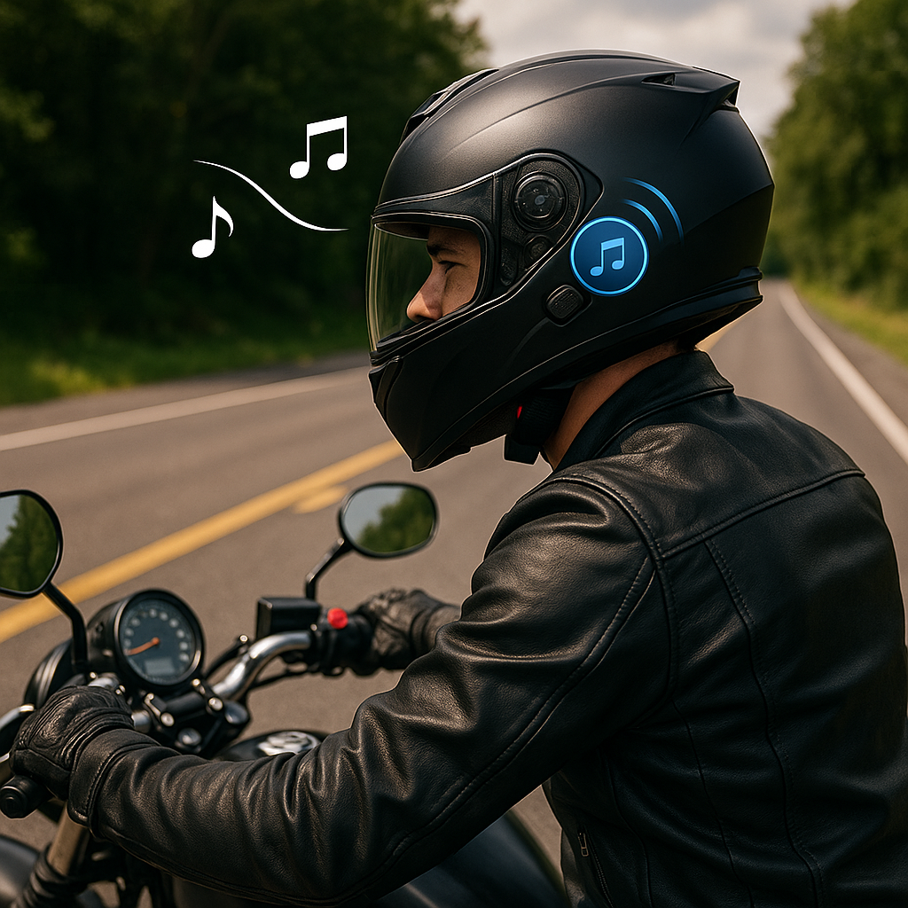 노래 들으며 주행하는 오토바이 라이더