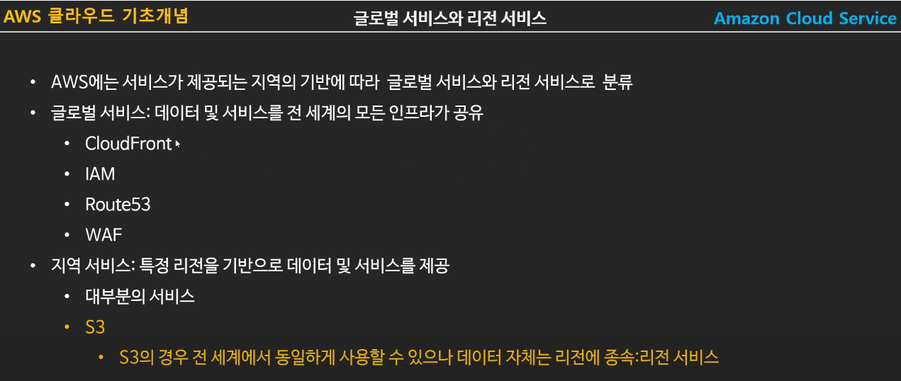 AWS 글로벌 / 리전 서비스