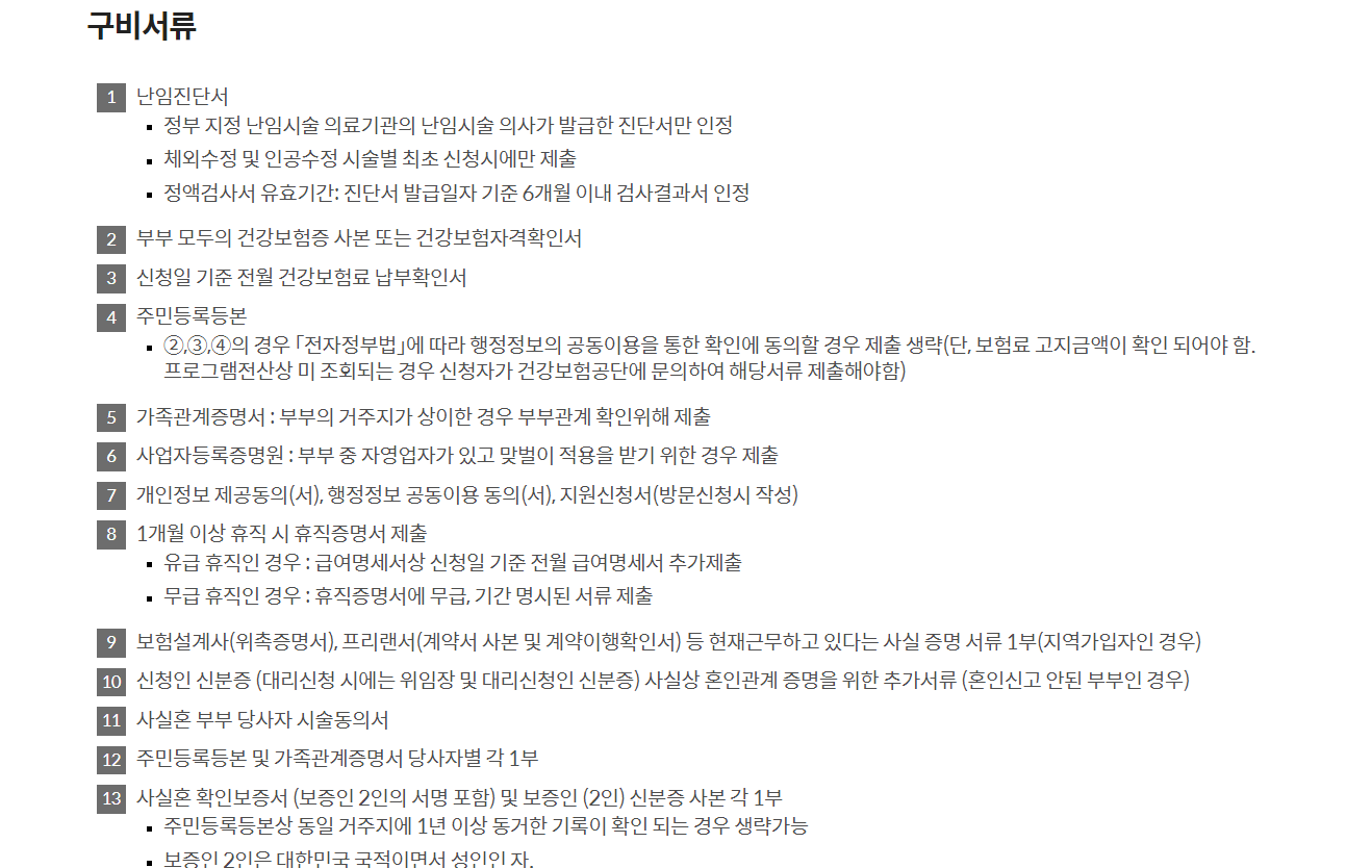 난임부부 시술비 지원 자격