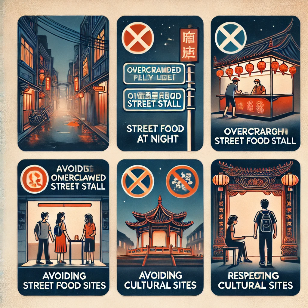 타이난 여행 시 피해야 할 장소를 나타내는 이미지