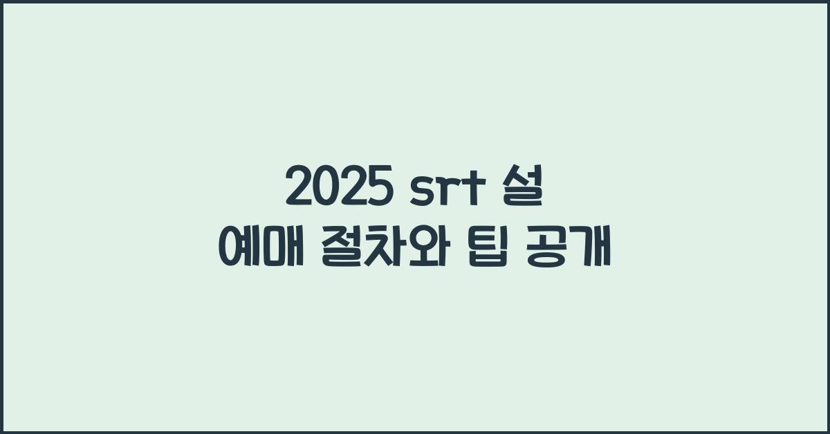 2025 srt 설 예매