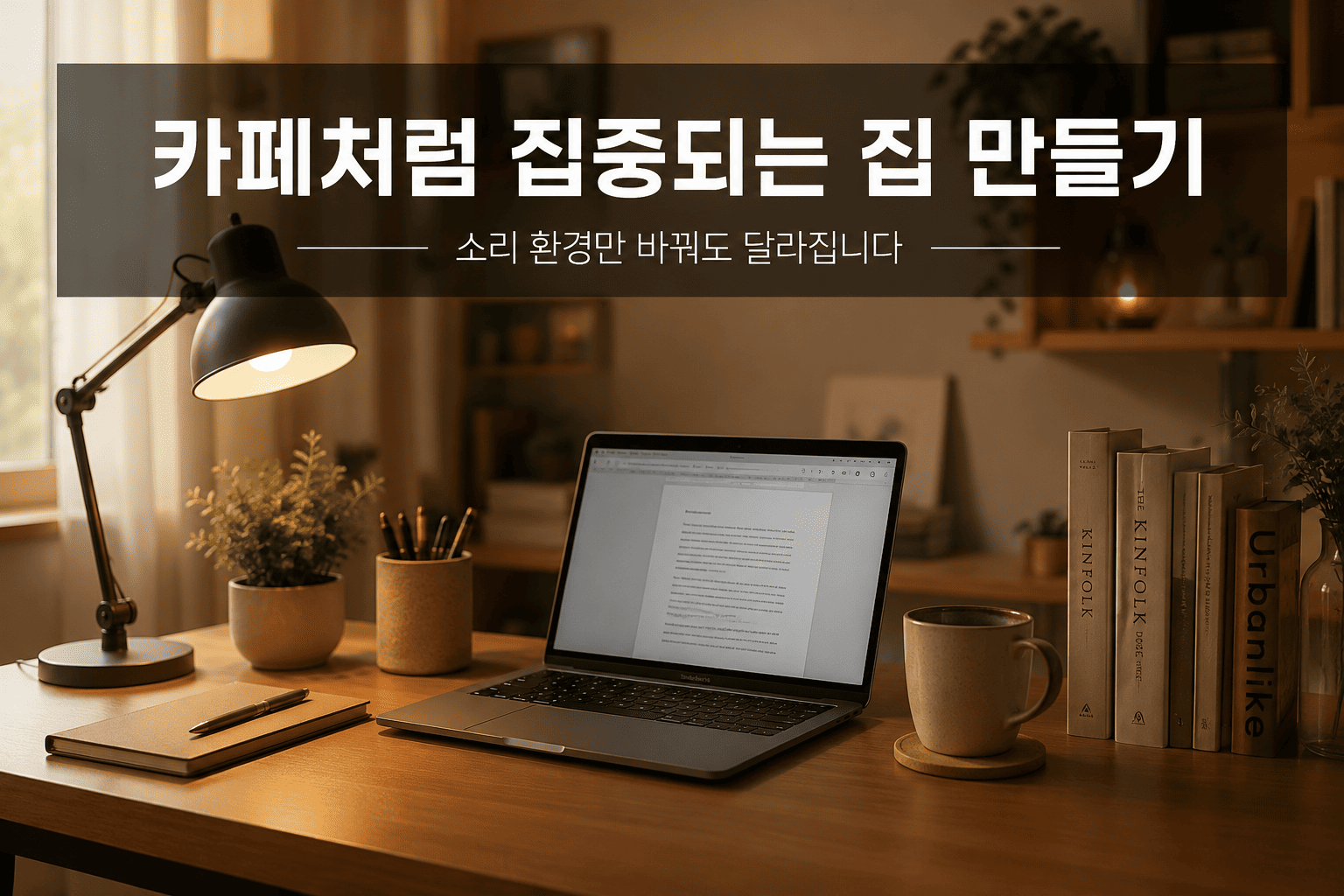 집에서 노트북으로 집중해서 작업하는 홈오피스 모습
