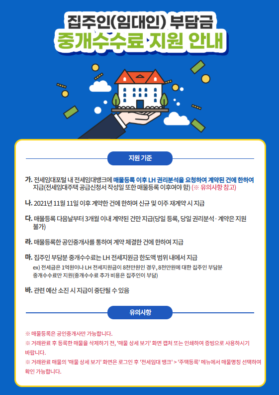 임대인 중개수수료 지원