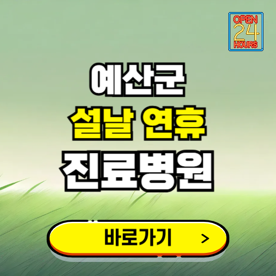 예산군 설날 연휴 진료병원 찾기 ❘ 24시 응급 야간 심야 문여는 병원