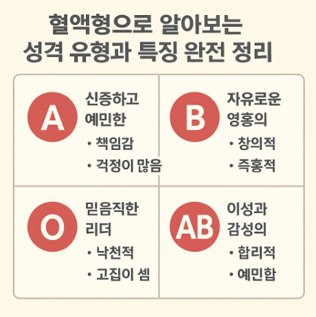 혈액형으로 알아보는 성격 유형과 특징 완전 정리