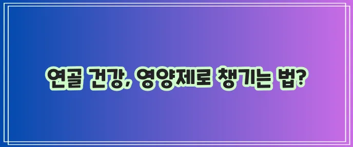 연골에 좋은 영양제 이제 자세히 알아볼까요