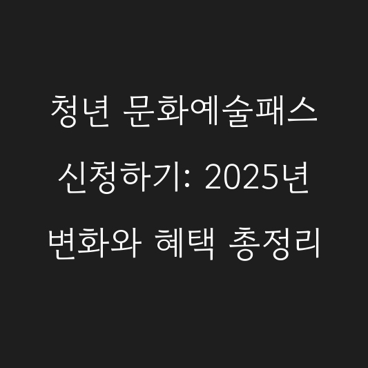 청년 문화예술패스 신청하기: 2025년 변화와 혜택 총정리 대표 이미지