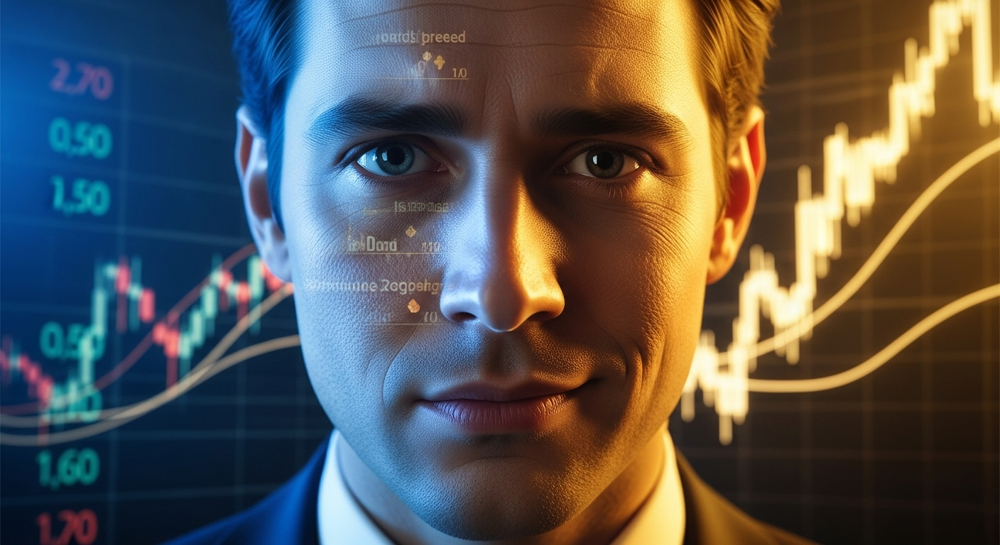 공포와 욕심 사이에서 냉정함을 유지하려는 투자자의 상징적인 이미지