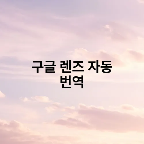 구글 렌즈 자동 번역