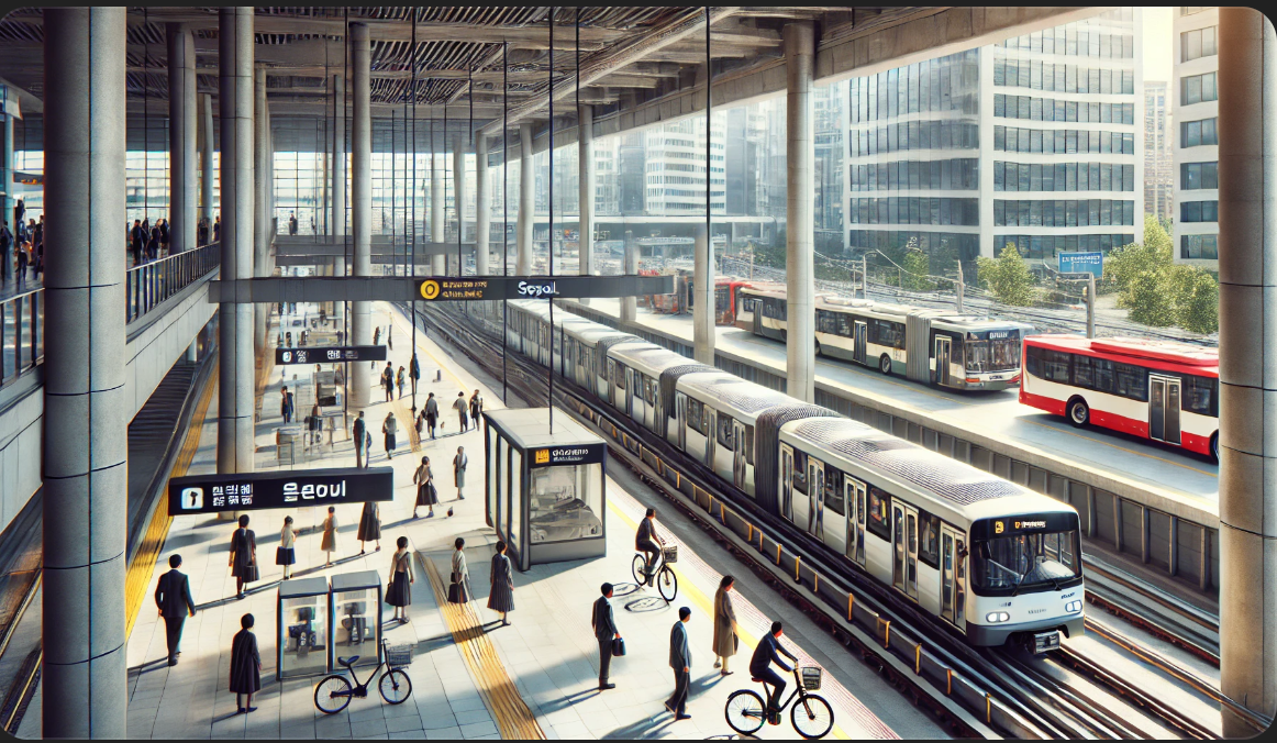 서울의 번잡한 지하철역 모습