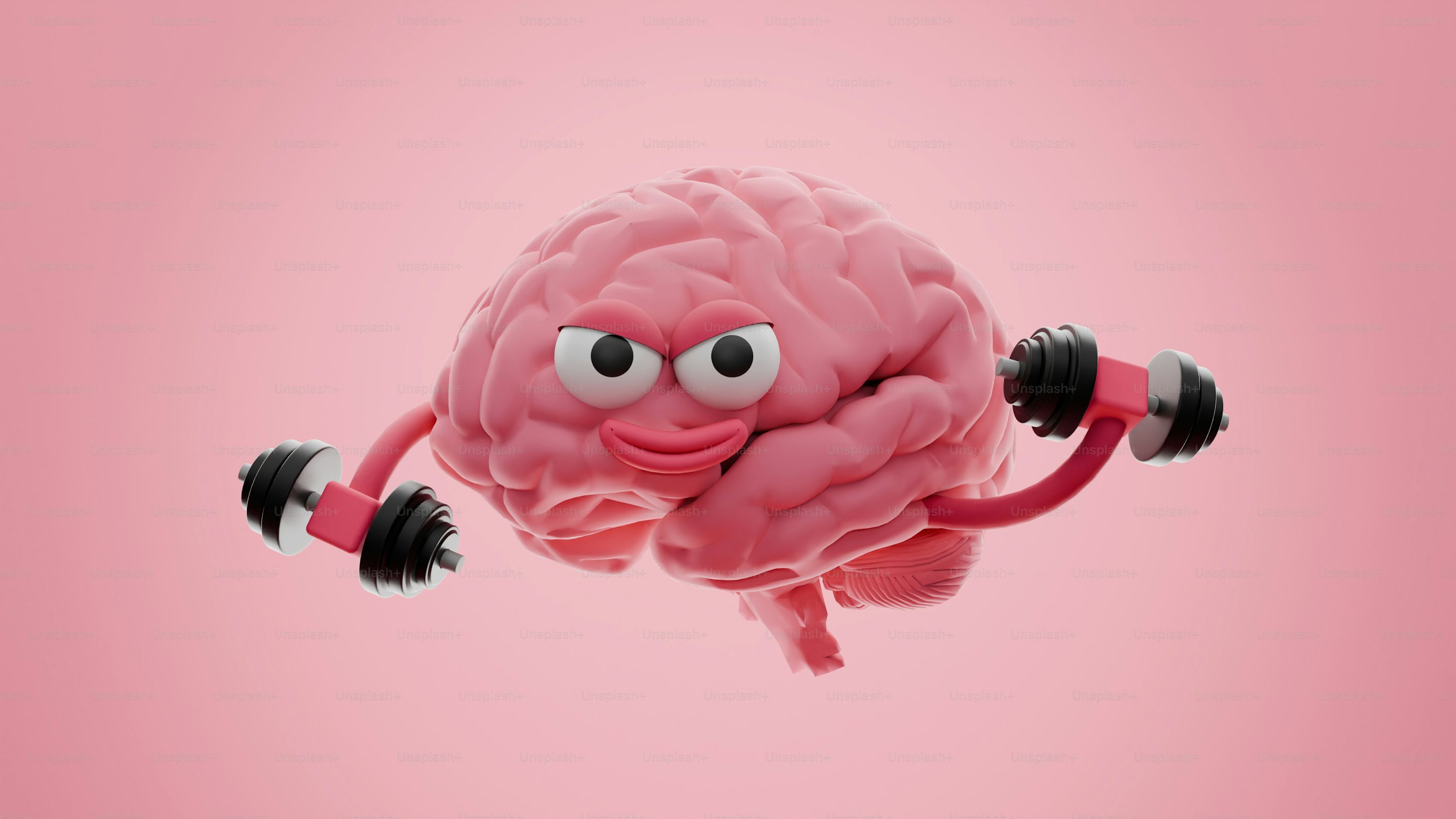 뇌도 건강 관리를 해야하기에 아령을 든 뇌의 이미지 모습