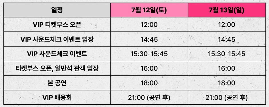 트리플에스 콘서트 타임테이블