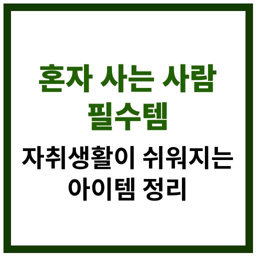 혼자 사는 사람들을 위한 생활 필수 아이템을 정리한 인포그래픽
