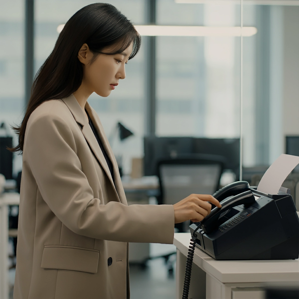 공공기관에서-팩스보내는-한국여자01