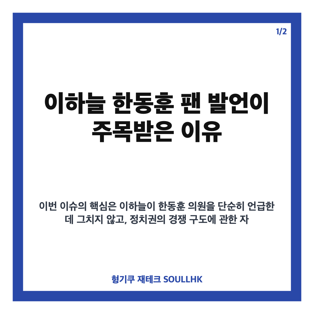 이하늘 한동훈 팬 발언에 한동훈이 직접 화답한 이유 카드뉴스 1