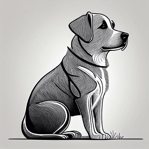 앉아있는 강아지 미니멀 라인 드로잉