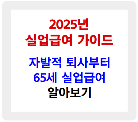 2025년 실업급여 가이드! 자발적 퇴사부터 65세 실업급여까지