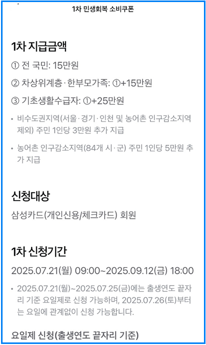 삼성카드 민생회복지원금 사용처 조회방법