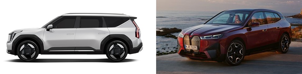 기아 EV9, BMW iX 간단비교