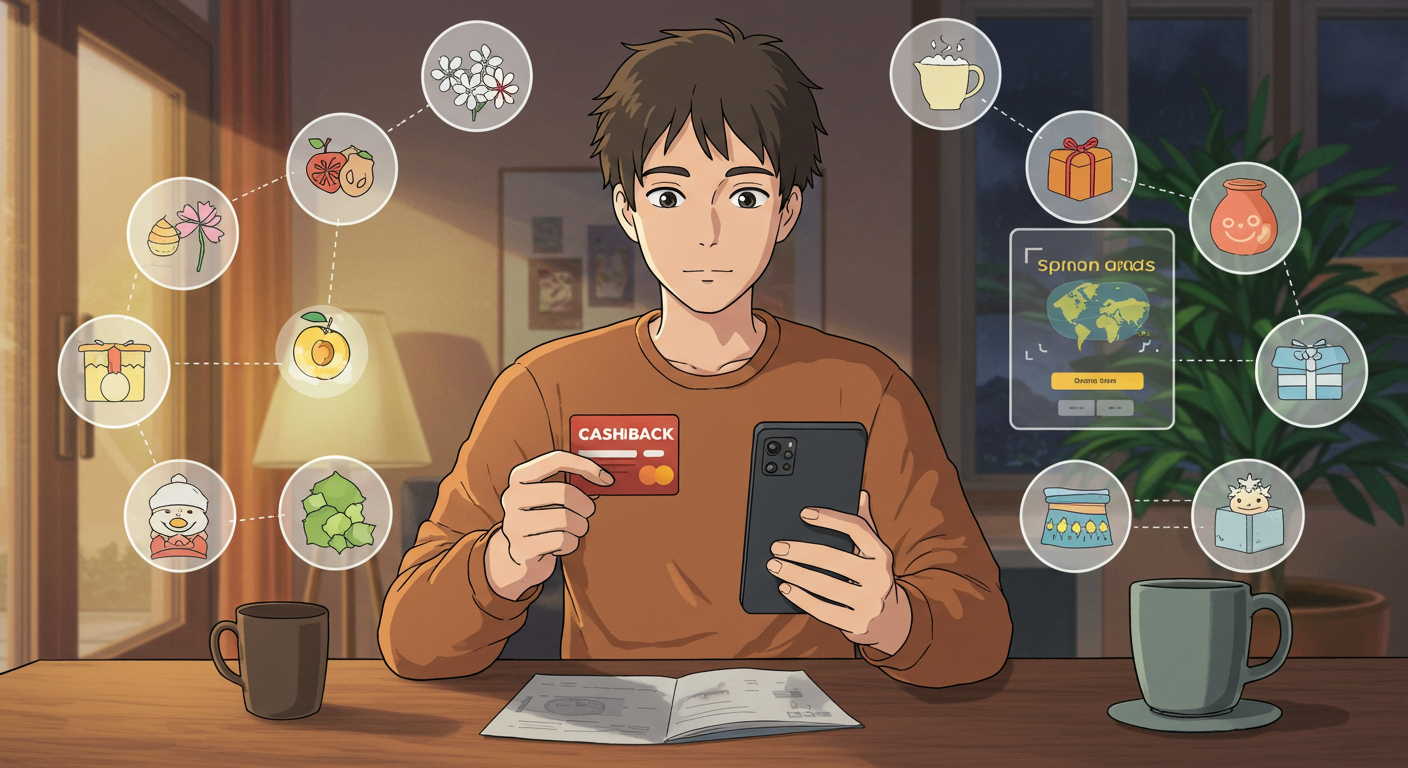 카드 혜택과 계절 이벤트를 함께 확인하는 남성