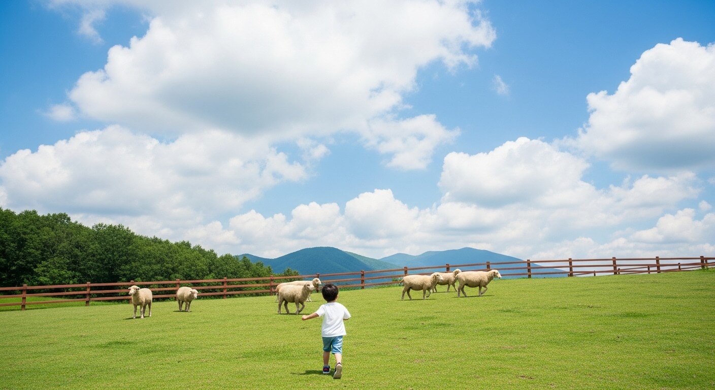 초등학교 여름방학 대관령 양떼목장