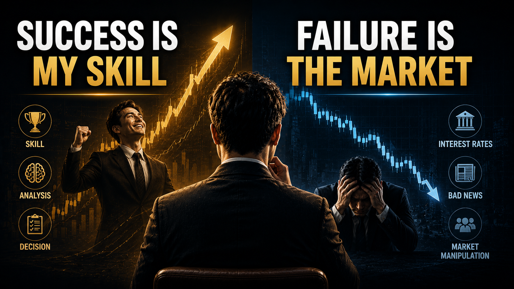 Investor attributing investment success to personal skill and failure to market conditions