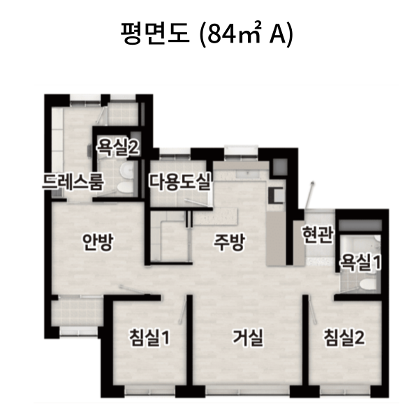 북수원 이목 시티프라디움 더블리스 평면도 84A 타입