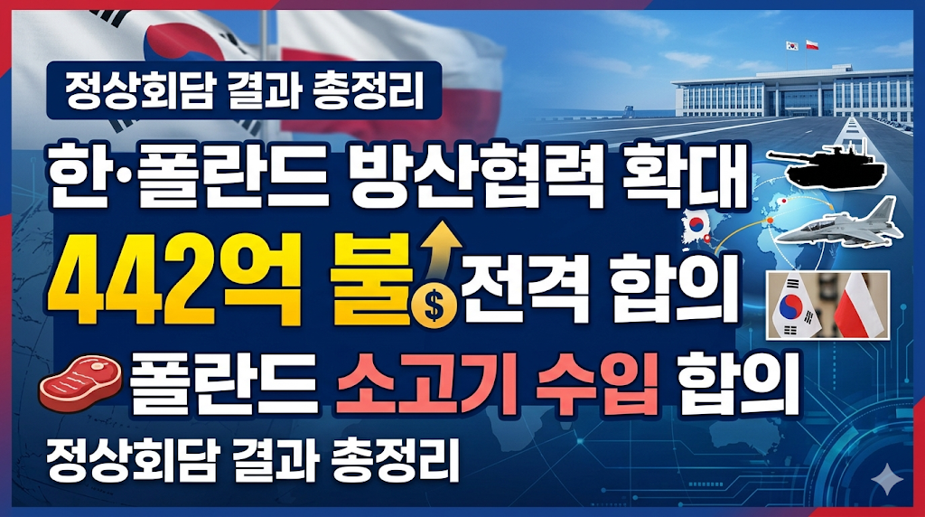 한폴란드정상회담, 이재명대통령, 투스크총리, 방산협력, K2전차, K9자주포, 폴란드소고기수입, 포괄적전략동반자관계, 유럽방산수출, 바르샤바트램, 폴란드신공항, 전기차배터리, 글로벌공급망, 안보협력, K방산기술이전, 한국폴란드경제협력, 중동전쟁대응, 첨단기술협력, 우주항공협력, 2026정상회담