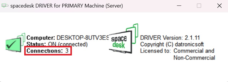 연결된 현황 표시