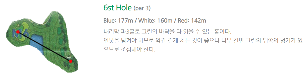 서라벌 골프클럽 마운틴코스 공략도 6홀